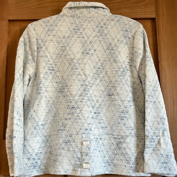 Women's Blue and White Tweed Blazer - Picture 2 of 5
